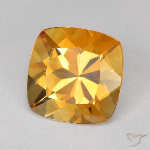 Citrino dourado natural 3,47ct, almofada cortada, VVS