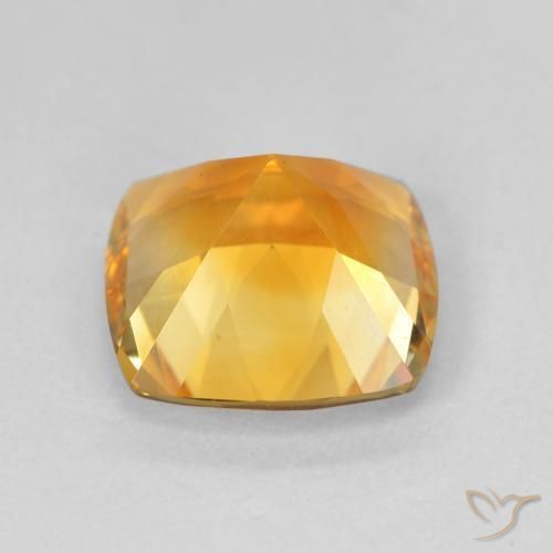 Citrino Dourado Escuro Natural 3.67ct, Almofada cortada, VVS-VS