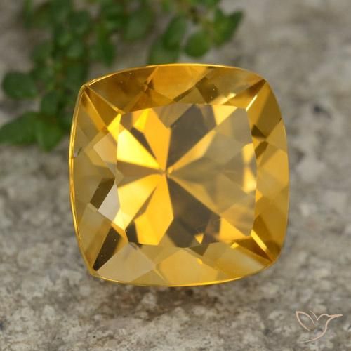 Citrino Laranja Dourado Profundo Natural 3.69ct, Almofada, VVS-VS