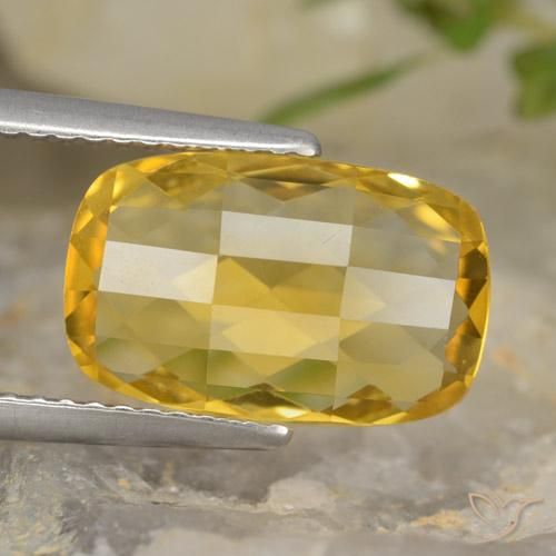Citrino amarelo natural 3,64ct, almofada cortada, VVS