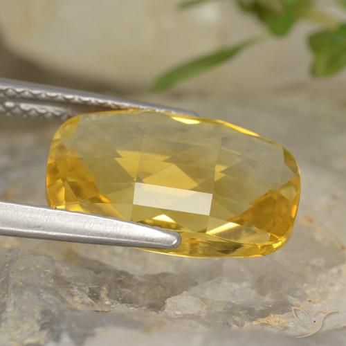 Citrino amarelo natural 3,64ct, almofada cortada, VVS