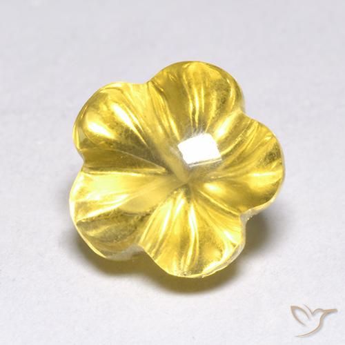 Citrino amarelo médio Natural 2.38ct, Flor cortada, Transparente