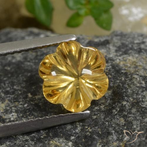 1.99ct Natural ouro profundo Citrino, Flor cortada, Transparente