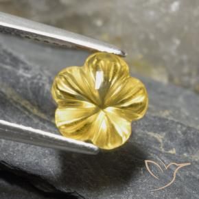 Citrino Amarelo Dourado Claro Natural 2.19ct, Flor cortada, Transparente
