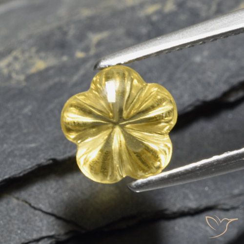 2.11ct Natural Amarelo Dourado Claro Citrino, Flor cortada, Transparente