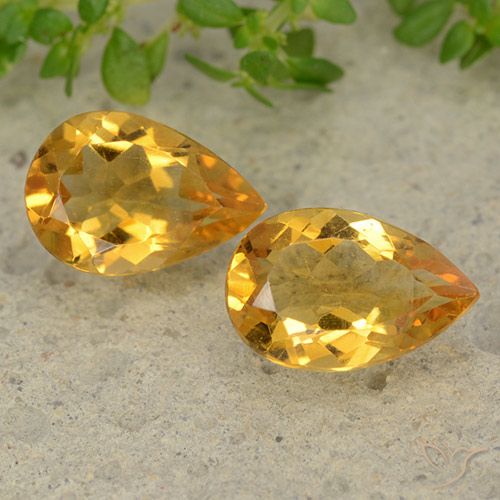 2.14ctw Natural Laranja Dourado Profundo Citrino, Formato de pêra, VVS-VS
