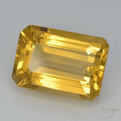 Citrino Dourado médio Natural 6.99ct, Corte Octógono / Esmeralda, VVS