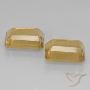 Pedras preciosas de Citrino Dourado Médio-escuro natural de 15.59 ct, Corte Esmeralda, VVS-VS