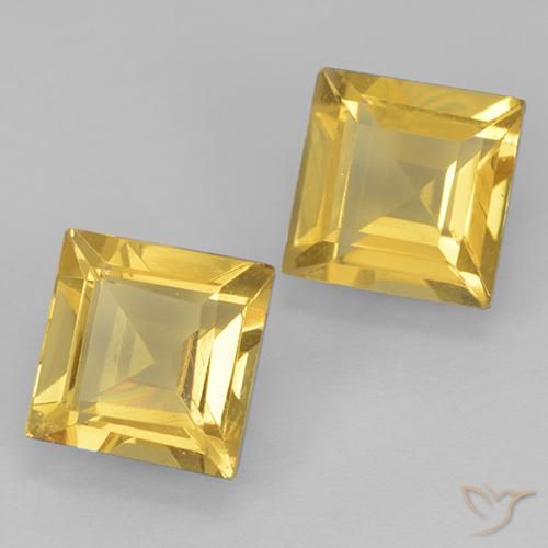 Pedras preciosas de Citrino Dourado natural de 1.83 ct, Quadrado, VVS-VS