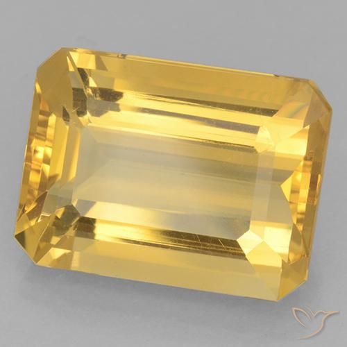 Citrino ouro médio Natural 10.85ct, Corte Octógono / Esmeralda, VVS