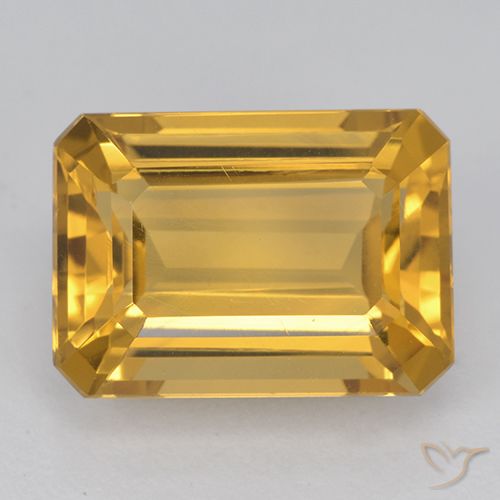 Citrino amarelo de 7,31 quilates, corte octogonal de 14,1 x 10,1 mm do Brasil, Photo A