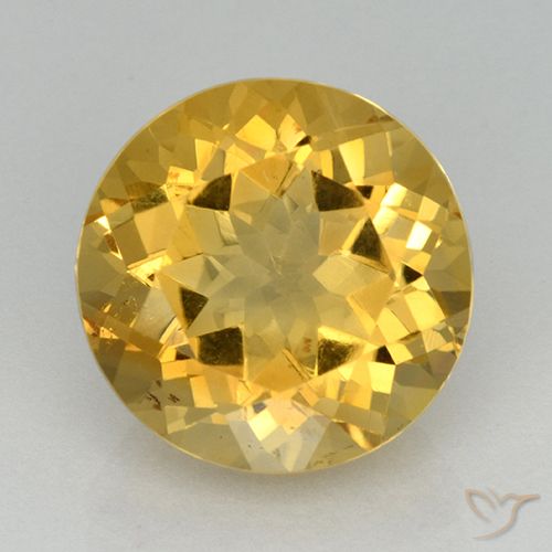 Citrino Dourado Natural 5,91ct, Corte Redondo, VVS-VS