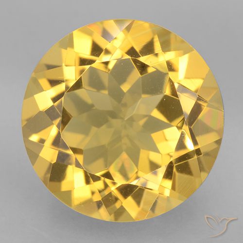 Citrino amarelo claro natural 5,65ct, corte redondo, VVS