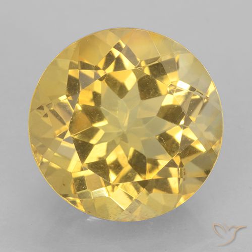 6.14ct Natural Amarelo Dourado Claro Citrino, Redondo, VVS