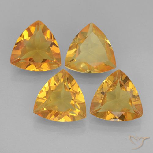 6.92ctw Natural Laranja Profundo-Ouro Citrino, Trilhão, VVS-VS
