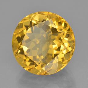 Citrino amarelo natural 12,60ct, corte redondo, VVS