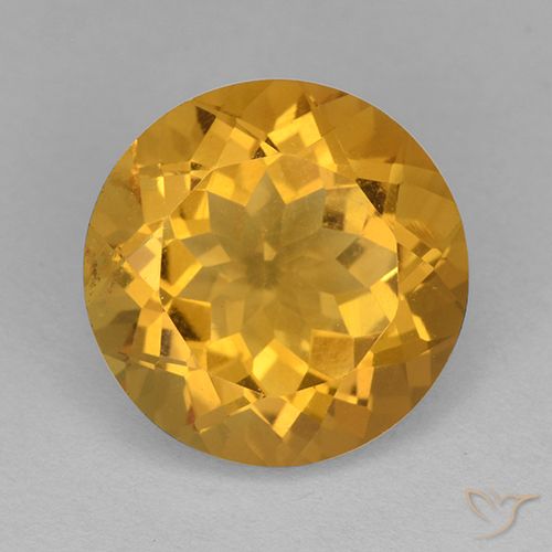 6.21ct Natural Laranja Dourado Profundo Citrino, Redondo, VVS