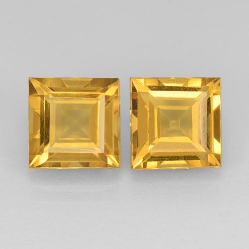 Citrino amarelo de 4,54 quilates, corte quadrado de 8 x 7,9 mm do Brasil, Photo A