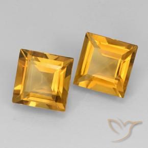 Pedras preciosas de Citrino Dourado Escuro natural de 4.12 ct, Quadrado, VVS-VS