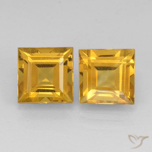 4.68ctw Natural Laranja Dourado Profundo Citrino, Quadrado, VVS-VS