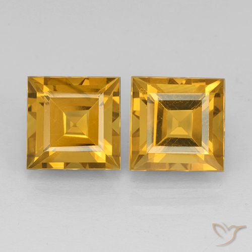 5.00ctw Natural Dourado Escuro Citrino, Quadrado, VVS-VS
