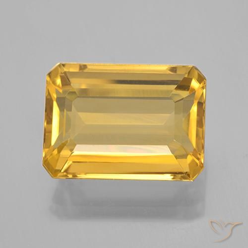 7.61ct Natural Dourado médio Citrino, Corte Esmeralda, VVS