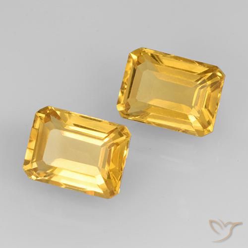 Pedras preciosas de Citrino Dourado médio natural de 3.44 ct, Corte Octógono / Esmeralda, VS