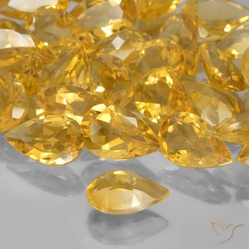 Citrino Laranja Dourada Natural 0.73ct, Formato de pêra, VVS-VS