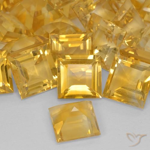 Citrino Dourado médio Natural 3.33ct, Quadrado, VVS-VS