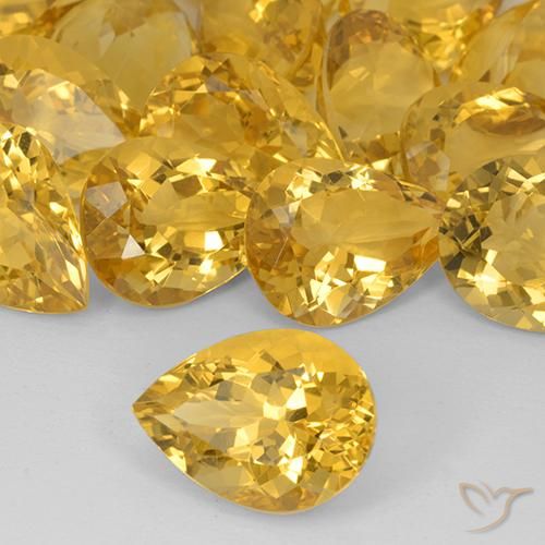 Citrino Dourado médio Natural 7.55ct, Formato de pêra, VVS-VS