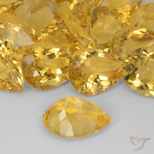 Citrino Dourado médio Natural 7.55ct, Formato de pêra, VVS-VS