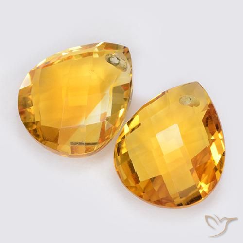 Pedras preciosas de Citrino Laranja Médio natural de 7.47 ct, Formato de pêra, VVS-VS