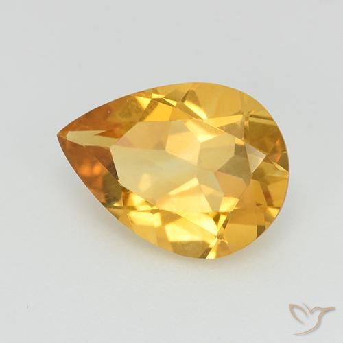 Citrino Dourado médio Natural 2.18ct, Formato de pêra, VVS-VS