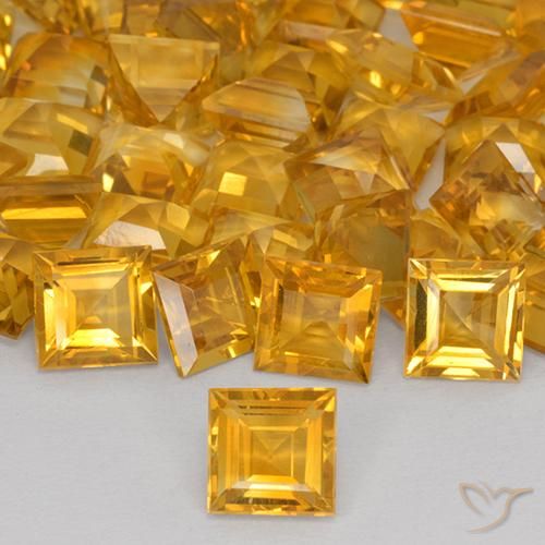 1.57ct Natural Laranja-Ouro Citrino, Quadrado, VVS-VS