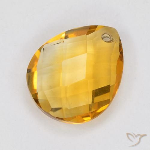 Citrino Laranja Profundo-Ouro Natural 3.79ct, Formato de pêra, VVS-VS
