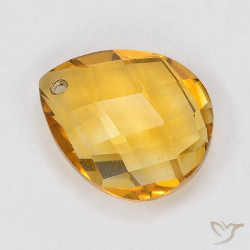Citrino Laranja Profundo-Ouro Natural 3.79ct, Formato de pêra, VVS-VS
