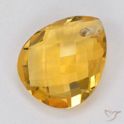 Citrino Laranja Profundo-Ouro Natural 3.66ct, Formato de pêra, VVS-VS