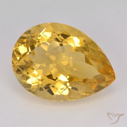 Citrino amarelo de 10,83 ct, pera cortada do Brasil de 18,2 x 13,2 mm, Photo A