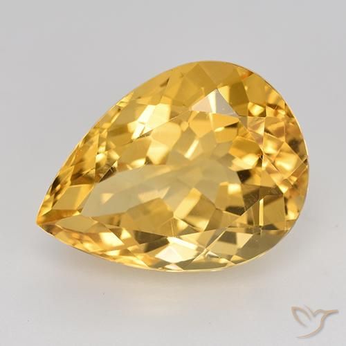 Citrino amarelo de 8,81 ct, pera cortada do Brasil de 16,2 x 12 mm, Photo A