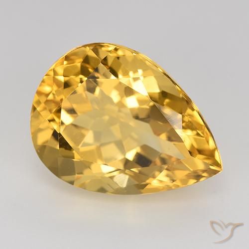 Citrino Dourado médio Natural 8.81ct, Formato de pêra, VVS-VS