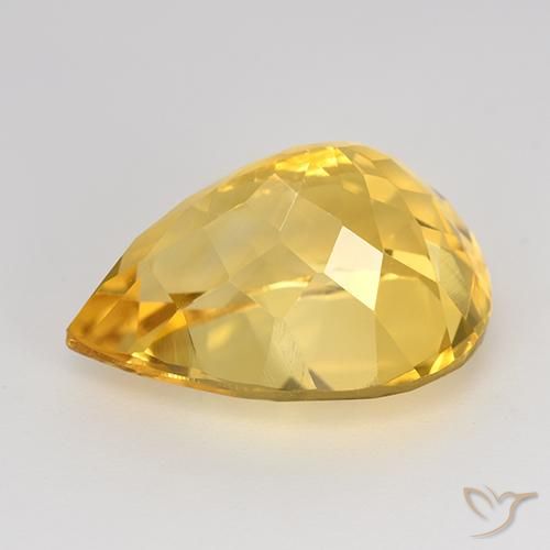 Citrino Dourado médio Natural 8.81ct, Formato de pêra, VVS-VS