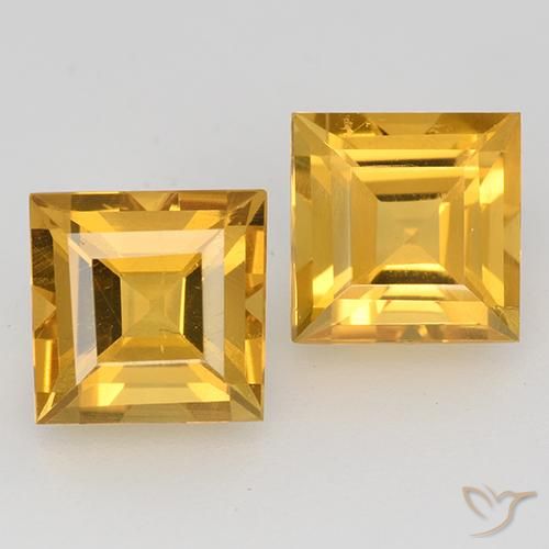 3.32ctw Natural Laranja Dourado Profundo Citrino, Quadrado, VVS-VS