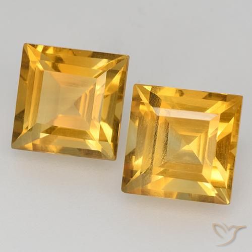 Pedras preciosas de Citrino Dourado Escuro natural de 3.68 ct, Quadrado, VVS-VS