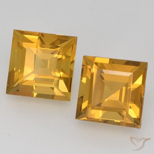 Pedras preciosas de Citrino Laranja Dourado Profundo natural de 3.44 ct, Quadrado, VVS-VS