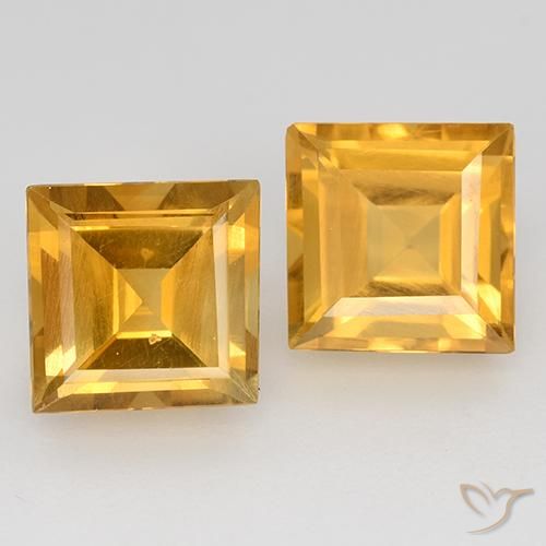2.95ctw Natural Laranja-Ouro Citrino, Quadrado, VS