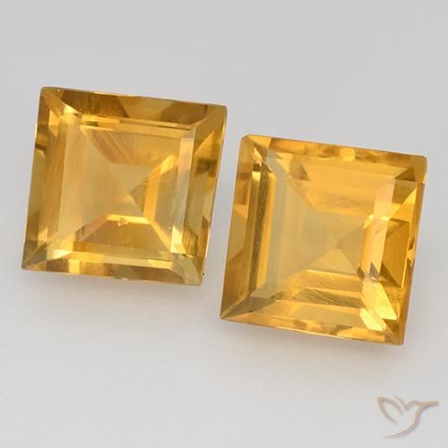 Pedras preciosas de Citrino Laranja-Ouro natural de 2.95 ct, Quadrado, VS