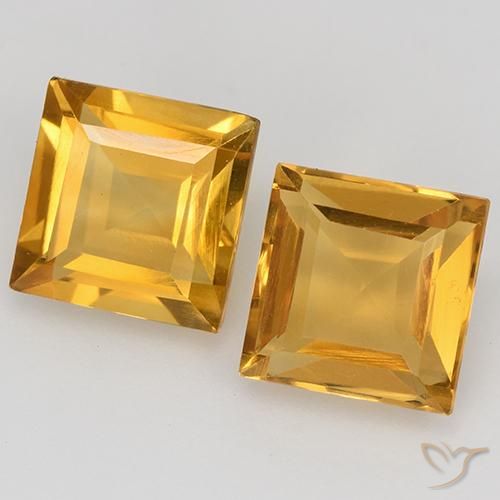 Pedras preciosas de Citrino Laranja Dourado Profundo natural de 3.26 ct, Quadrado, VVS-VS