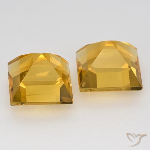 Pedras preciosas de Citrino Dourado Escuro natural de 3.33 ct, Quadrado, VVS-VS