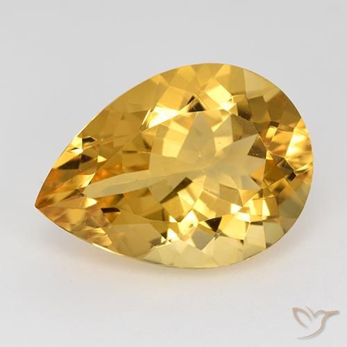 Citrino amarelo de 9,66 ct, pera cortada do Brasil de 18 x 13 mm, Photo A