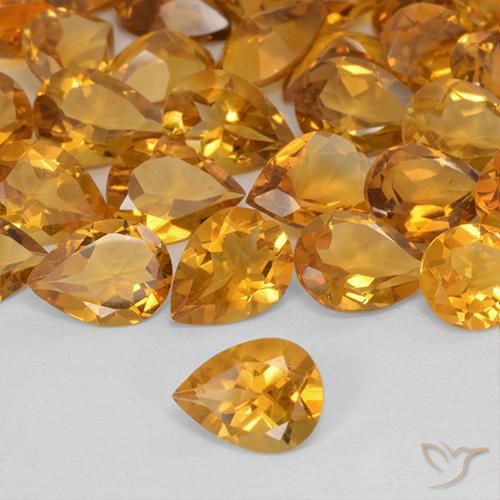 Citrino Laranja Médio Natural 0.93ct, Formato de pêra, VVS-VS